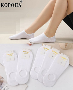 Белые женские короткие носки КОРОНА